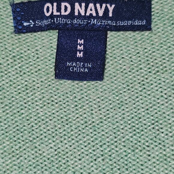 Old Navy Women's Green V-Neck Sweater Size M Cotton Blend Soft Feel Long Sleeve - Picture 3 of 5